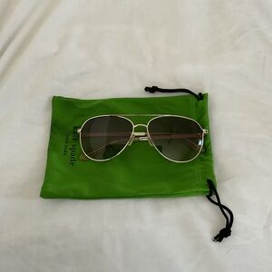 Kate Spade Silver Aviator Sunglasses with Green Pouch